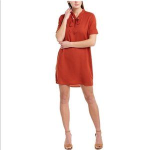 Bcbgmaxazria Rustic Chiffon Shift Tie-Neck Mini Dress L